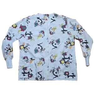 Vintage Looney Tunes Nurse Scrubs Christmas Bugs Bunny Daffy Duck Long Sleeve L